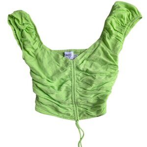 Princess Polly Lime Green Rouched Tank Top Elastic Back 2